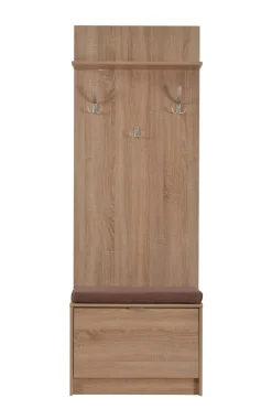 Home affaire Kompaktgarderobe »Flamenco Flurgarderobe, Dielenschrank, Flurmöbel, Breite 67 cm« mit Sitzbank und Garderobenpaneel, Klapptür, 8 Haken, in Sonoma Eiche