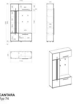 Home affaire Kompaktgarderobe »Cantara Flurgarderobe, modern, 2 Farben, 111 cm breit« vielseitig einsetzbar, unterschiedliche Stauraummöglichkeiten