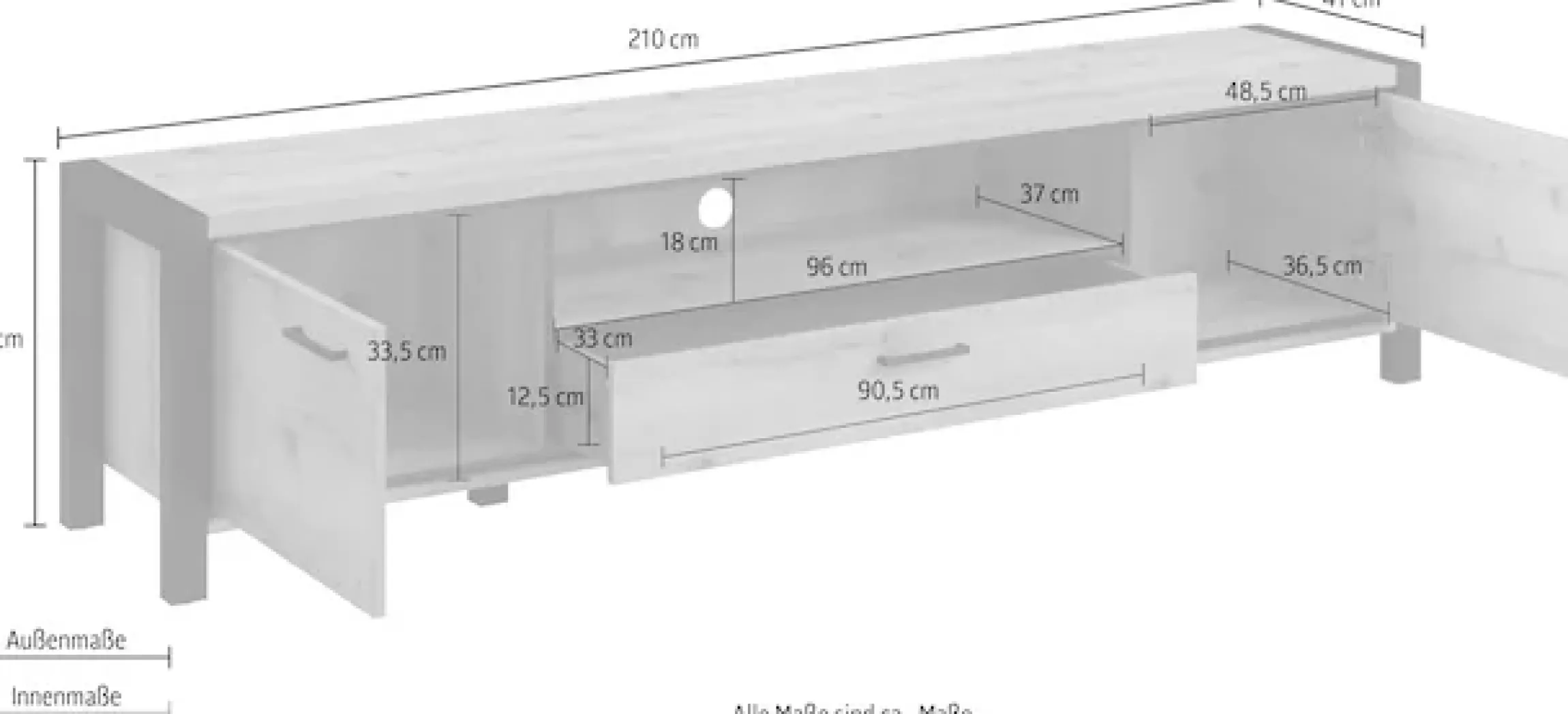 Home affaire Lowboard »Aktiv« Breite 210 cm