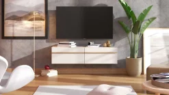 Home affaire Lowboard »Arles TV-Kommode, Breite 128 /154/192 cm, TV-Schrank,, Wandmontage« mit geschlossenen Fächern, in Kaschmir Farbe, mit Klappentüren