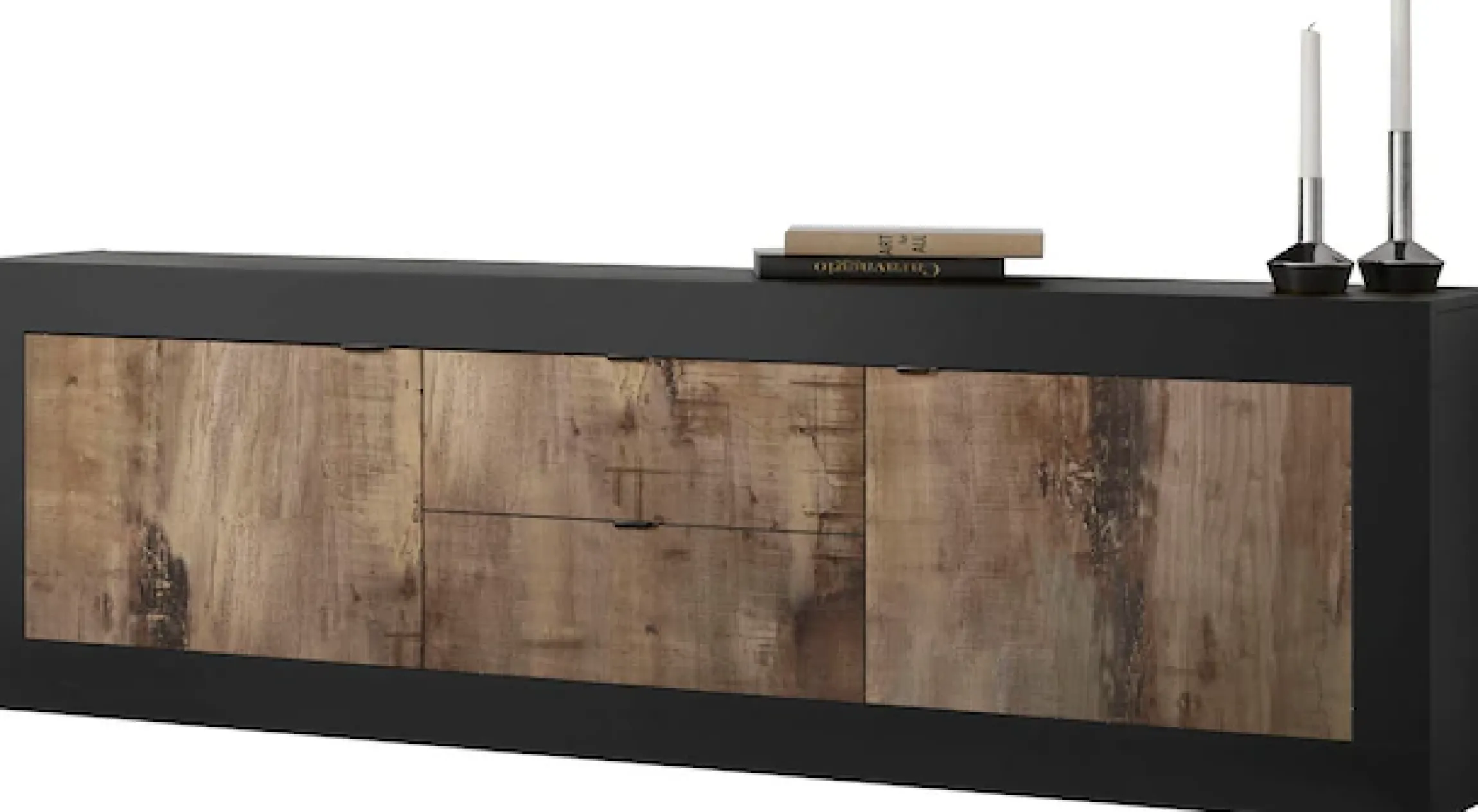 Home affaire Lowboard »Basic Breite 210 cm, TV-Board 2 Türen, 2 Schubkästen, TV-Schrank« Metallgriff, moderne Rahmenoptik, viel Stauraum, Farbauswahl