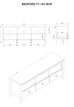 Home affaire Lowboard »BEDFORD, TV-Board, TV-Kommode, TV-Schrank, TV-Unterschrank, TV-Möbel« MDF-Profil 2D ummantelt, Hotstamping