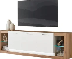 Home affaire Lowboard »Brixen, moderner TV-Schrank, Kommode in Eiche Evoke Dekor mit Weiß« Metallgriffe, ausreichend Stauraum, vielseitig einsetzbar