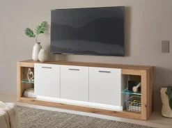 Home affaire Lowboard »Brixen, moderner TV-Schrank, Kommode in Eiche Evoke Dekor mit Weiß« Metallgriffe, ausreichend Stauraum, vielseitig einsetzbar