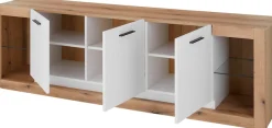 Home affaire Lowboard »Brixen, moderner TV-Schrank, Kommode in Eiche Evoke Dekor mit Weiß« Metallgriffe, ausreichend Stauraum, vielseitig einsetzbar