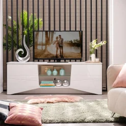 Home affaire Lowboard »Cadiz TV-Board« TV-Kommode mit Hochglanzfronten und Fräsungen, Glasboden