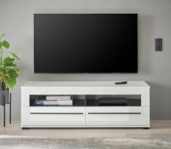 Home affaire Lowboard »Cantara, TV-Unterteil modern, Kommode in Eiche Evoke, Weiß o Kaschmir« schwarze Stangengriffe, ausreichend Stauraum, vielseitig einsetzbar