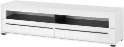 Home affaire Lowboard »Cantara, TV-Unterteil modern, Kommode in Eiche Evoke, Weiß o Kaschmir« schwarze Stangengriffe, ausreichend Stauraum, vielseitig einsetzbar