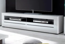 Home affaire Lowboard »Cantara, TV-Unterteil modern, Kommode in Eiche Evoke, Weiß o Kaschmir« schwarze Stangengriffe, ausreichend Stauraum, vielseitig einsetzbar