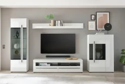 Home affaire Lowboard »Cantara, TV-Unterteil modern, Kommode in Eiche Evoke, Weiß o Kaschmir« schwarze Stangengriffe, ausreichend Stauraum, vielseitig einsetzbar