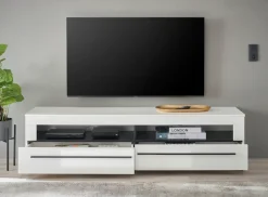 Home affaire Lowboard »Cantara, TV-Unterteil modern, Kommode in Eiche Evoke, Weiß o Kaschmir« schwarze Stangengriffe, ausreichend Stauraum, vielseitig einsetzbar
