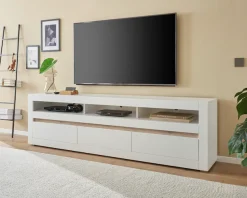Home affaire Lowboard »Chester, moderner TV-Unterschrank, Kommode mit Stauraum, Weiß Matt« 1 Stk. tlg. austauschbare Blende in Griffleiste, zeitloses Design, 217 cm breit