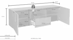 Home affaire Lowboard »Dama Breite 181 cm, TV-Board 2 Türen, 1 Schubkasten, TV-Schrank« Front in 3D-Optik, viel Stauraum, verschiedene Farben
