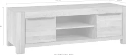 Home affaire Lowboard Eiche teilmassiv, B: 155 cm, schwarze Elemente, 2 offene Fächer.