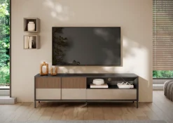 Home affaire Lowboard »Everest Breite 206 cm, TV-Board mit 2 Türen u. 1 Schubkasten« Fernsehtisch, TV-Schrank, Soft/Self Closing, Korpus 22 mm
