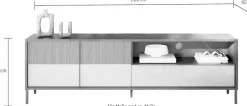 Home affaire Lowboard »Everest Breite 206 cm, TV-Board mit 2 Türen u. 1 Schubkasten« Fernsehtisch, TV-Schrank, Soft/Self Closing, Korpus 22 mm
