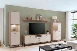 Home affaire Lowboard »Fredericia, TV-Schrank in Kaschmir, moderner TV-Unterschrank, Kommode« zeitlos, schwarze Metallgriffe und -füße, ausreichend Stauraum