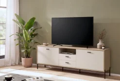 Home affaire Lowboard »Fredericia, TV-Schrank in Kaschmir, moderner TV-Unterschrank, Kommode« zeitlos, schwarze Metallgriffe und -füße, ausreichend Stauraum