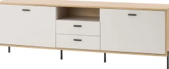 Home affaire Lowboard »Fredericia, TV-Schrank in Kaschmir, moderner TV-Unterschrank, Kommode« zeitlos, schwarze Metallgriffe und -füße, ausreichend Stauraum