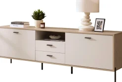 Home affaire Lowboard »Fredericia, TV-Schrank in Kaschmir, moderner TV-Unterschrank, Kommode« zeitlos, schwarze Metallgriffe und -füße, ausreichend Stauraum