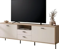 Home affaire Lowboard »Fredericia, TV-Schrank in Kaschmir, moderner TV-Unterschrank, Kommode« zeitlos, schwarze Metallgriffe und -füße, ausreichend Stauraum