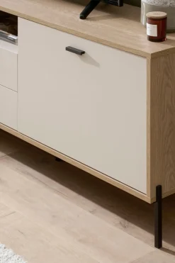 Home affaire Lowboard »Fredericia, TV-Schrank in Kaschmir, moderner TV-Unterschrank, Kommode« zeitlos, schwarze Metallgriffe und -füße, ausreichend Stauraum