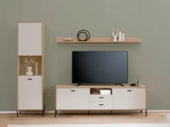 Home affaire Lowboard »Fredericia, TV-Schrank in Kaschmir, moderner TV-Unterschrank, Kommode« zeitlos, schwarze Metallgriffe und -füße, ausreichend Stauraum