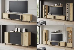 Home affaire Lowboard »Helsinki, TV-Kommode Breite 180cm« 1 Stk. tlg. modernes Design, 3 Klapptüren