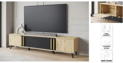 Home affaire Lowboard »Helsinki, TV-Kommode Breite 180cm« 1 Stk. tlg. modernes Design, 3 Klapptüren