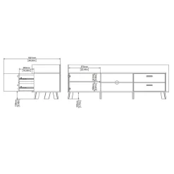 Home affaire Lowboard »Ikast TV-Möbel, Sideboard, TV-Unit, Fernsehschrank, TV-Element« TV-Kommode, 1 Tür, 2 Schubladen, Breite 182 cm, Höhe 61,6 cm