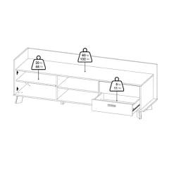 Home affaire Lowboard »Ikast TV-Möbel, Sideboard, TV-Unit, Fernsehschrank, TV-Element« TV-Kommode, 1 Tür, 2 Schubladen, Breite 182 cm, Höhe 61,6 cm
