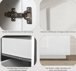 Home affaire Lowboard »Jupiter, Breite 181 cm, TV-Board 3 Türen - Soft Closing, TV-Schrank,« TV-Schrank, moderne Griffblende, FSC®, cleveres Stauraumkonzept