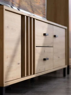 Home affaire Lowboard »LAVAL, TV-Board, TV-Kommode, TV-Schrank, TV-Unterschrank, TV-Möbel« Modernes Lowboard in Artisan-Dekor mit viel Stauraum, Lamellen-Optik