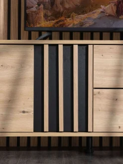 Home affaire Lowboard »LAVAL, TV-Board, TV-Kommode, TV-Schrank, TV-Unterschrank, TV-Möbel« Modernes Lowboard in Artisan-Dekor mit viel Stauraum, Lamellen-Optik
