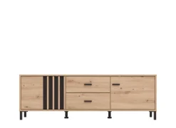 Home affaire Lowboard »LAVAL, TV-Board, TV-Kommode, TV-Schrank, TV-Unterschrank, TV-Möbel« Modernes Lowboard in Artisan-Dekor mit viel Stauraum, Lamellen-Optik