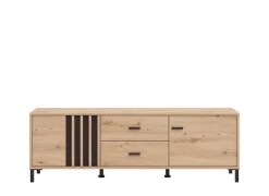 Home affaire Lowboard »LAVAL, TV-Board, TV-Kommode, TV-Schrank, TV-Unterschrank, TV-Möbel« Modernes Lowboard in Artisan-Dekor mit viel Stauraum, Lamellen-Optik