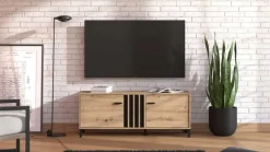 Home affaire Lowboard »LAVAL, TV-Board, TV-Kommode, TV-Schrank, TV-Unterschrank, TV-Möbel« Modernes Lowboard in Artisan-Dekor mit viel Stauraum, Lamellen-Optik