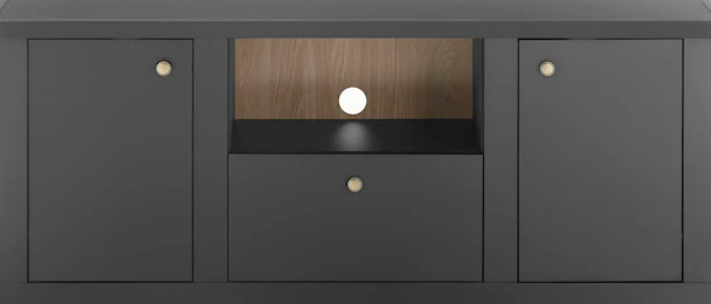 Home affaire Lowboard »Lincoln, moderner TV-Schrank, schwarze Kommode, TV-Unterschrank« edles Design, messingfarbene Knopfgriffe, in 2 Größen verfügbar