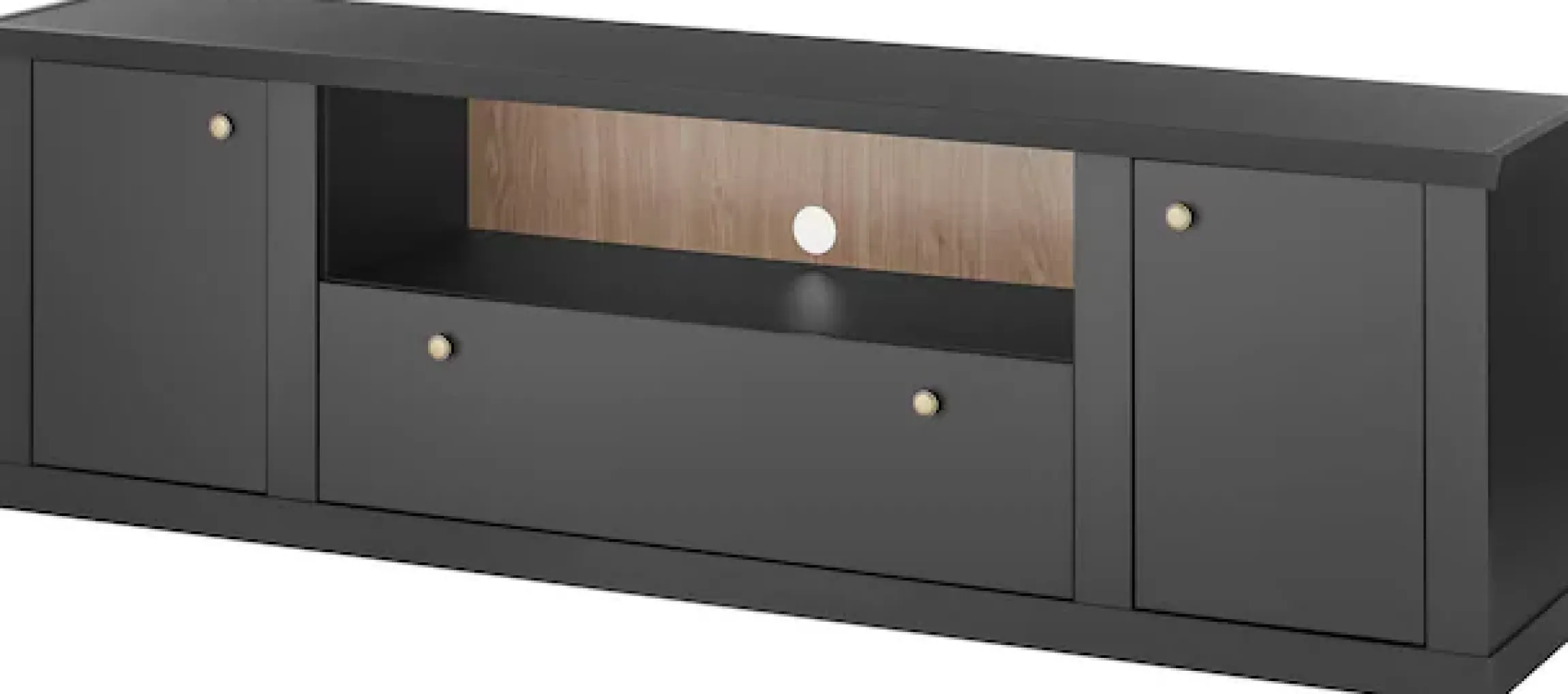 Home affaire Lowboard »Lincoln, moderner TV-Schrank, schwarze Kommode, TV-Unterschrank« edles Design, messingfarbene Knopfgriffe, in 2 Größen verfügbar