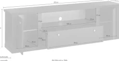 Home affaire Lowboard »Lincoln, moderner TV-Schrank, schwarze Kommode, TV-Unterschrank« edles Design, messingfarbene Knopfgriffe, in 2 Größen verfügbar