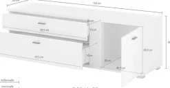 Home affaire Lowboard »LONG ISLAND« 1 Stk. tlg. in moderner Trendfarbe,inklusive senkrechter Beleuchtung,Breite 150 cm