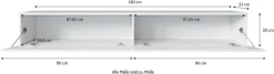 Home affaire Lowboard »LOWBOARD VERA, wahlweise mit oder ohne Beleuchtung« Modernes griffloses TV-Board, 180 cm TV-Schrank, stehend und hängend