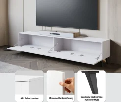 Home affaire Lowboard »LOWBOARD PHUKET II,TV-Kommode Breite 190cm« 1 Stk. tlg. Modernes, griffloses Design mit 4 Klappen in eleganten, matten Farben