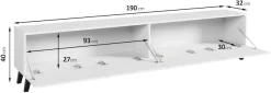 Home affaire Lowboard »LOWBOARD PHUKET II,TV-Kommode Breite 190cm« 1 Stk. tlg. Modernes, griffloses Design mit 4 Klappen in eleganten, matten Farben