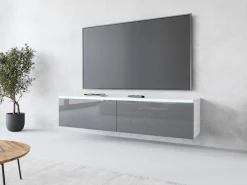 Home affaire Lowboard »LOWBOARD D, wahlweise mit oder ohne Beleuchtung« modernes TV-Board ohne Griffe, mit viel Stauraum,stehend und hängend