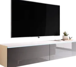 Home affaire Lowboard »LOWBOARD D, wahlweise mit oder ohne Beleuchtung« modernes TV-Board ohne Griffe, mit viel Stauraum,stehend und hängend