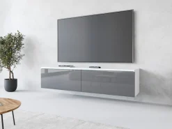 Home affaire Lowboard »LOWBOARD D, wahlweise mit oder ohne Beleuchtung« modernes TV-Board ohne Griffe, mit viel Stauraum,stehend und hängend