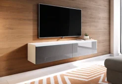 Home affaire Lowboard »LOWBOARD D, wahlweise mit oder ohne Beleuchtung« modernes TV-Board ohne Griffe, mit viel Stauraum,stehend und hängend