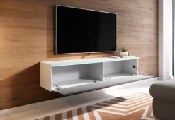 Home affaire Lowboard »LOWBOARD D, wahlweise mit oder ohne Beleuchtung« modernes TV-Board ohne Griffe, mit viel Stauraum,stehend und hängend