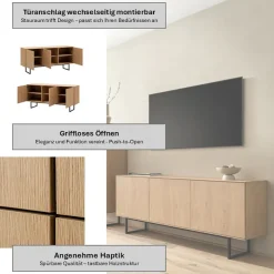 Home affaire Lowboard »Lund, moderner TV-Unterschrank, Kommode mit Kufengestell« optisch dünner Oberboden, hochwertige Optik, ausreichend Stauraum